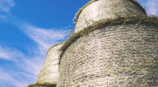 stack of round hay bales